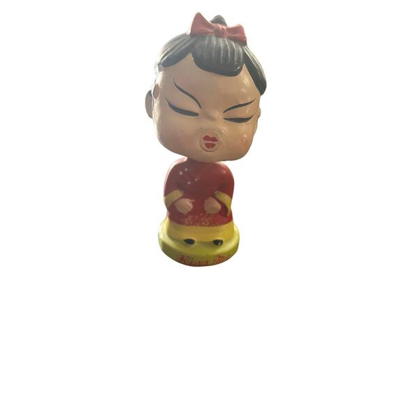 Vintage Chalkware Geisha Bobblehead Japan Kiss Me Figure -5” - Picture 1 of 4